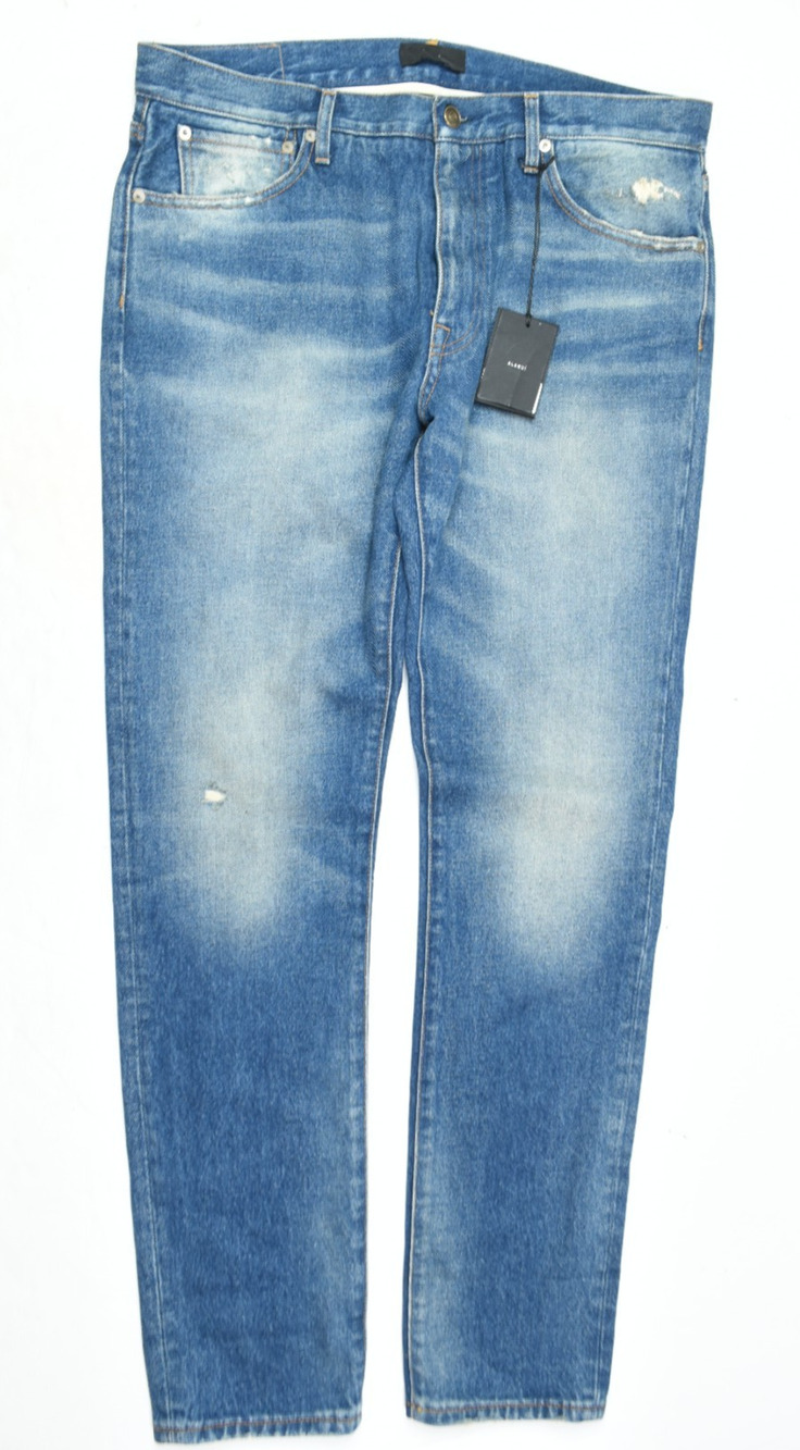 Alanui Jeans Mens 35 Blue Fad Slim Fit Tapered Leg Cotton Denim Made in Italy